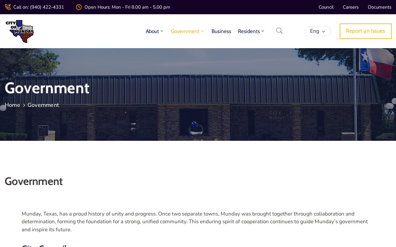 Official Munday government page naming the municipal judge and city contacts